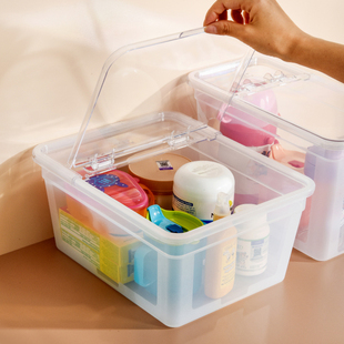 婴儿用品奶瓶收纳箱家用宝宝，餐具储存盒，翻盖式玩具零食收纳盒大号