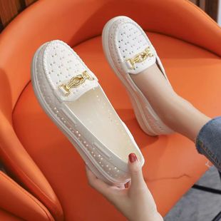 《》女鞋2020夏季防水镂空韩版凉鞋女护士白鞋塑料沙