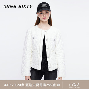 Miss Sixty羽绒服女保暖鸭绒气质圆领珍珠小香风外套