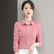 黑白竖条纹衬衫女秋季2022年韩系设计感小众法式长袖衬衣上衣