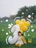 笑脸数字气球生日装饰场景布置儿童男女孩宝宝2周岁3派对拍照道具