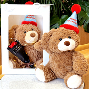 生日帽礼物小熊玩偶泰迪熊公仔毛绒，玩具可爱熊娃娃(熊娃娃)生日礼物送女友