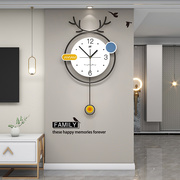 个性创意北欧鹿头钟表家用客厅玄关时钟挂墙背景装饰现代简约挂钟