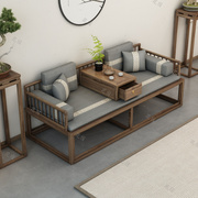 新中式实木推拉罗汉床塌老榆木，客厅小户型约沙发茶桌椅组合家具