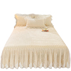 冬季纯色加绒夹棉床裙三件套牛奶绒水晶珊瑚绒加厚床围裙床罩单件