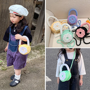 成品手工编织儿童包韩国版女童手提包摩登潮酷花朵小孩单肩包