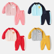 婴儿春秋装套装幼儿0-3岁女童外穿外套开衫长裤男宝宝衣服两件套