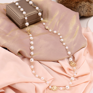 长款项链女韩版时尚珍珠装饰链多层小香风挂链欧美百搭毛衣链