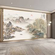 新中式水墨山水画墙纸，电视背景墙壁纸客厅办公室茶室，装饰无缝壁画