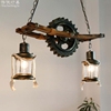 美式乡村铁艺吊灯loft工业风树脂餐厅创意复古咖啡厅灯齿轮双头灯