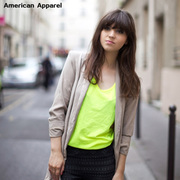 美国AA女士背心无袖宽松上衣荧光绿2024夏季街头纯色直筒背带女T