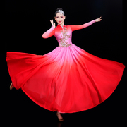 开场舞大摆裙灯火里的中国现代舞蹈服万疆红色古典舞蹈演出服飘逸