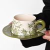 泽滕家法式复古手绘咖啡杯碟，马克杯小众下午茶，原创礼物陶瓷杯子