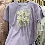 夏款童装女童浅紫色蕾丝，蝴蝶结甜美短袖，t恤薄款木童巷短袖t恤