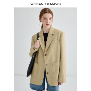 VEGA CHANG小西装女2024年春季设计感英伦风外套女士西服上衣