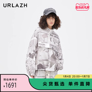 商场同款URLAZH有兰2023冬季复古街头时尚设计感polo领卫衣女