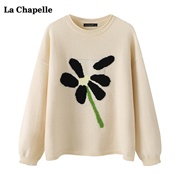 拉夏贝尔/La Chapelle慵懒风花朵针织衫毛衣女秋季宽松显瘦上衣