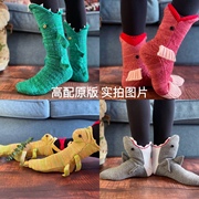 搞怪圣诞鳄鱼鲨鱼袜子恐龙地板袜男女秋冬加厚保暖新年会装扮礼物