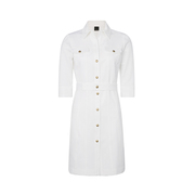 pinko女士简约白色可拆卸腰带衬衫领单排扣休闲连衣裙
