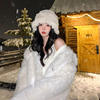 年轻款白色羊羔毛外套(毛外套，)女2023冬季加厚宽松毛绒绒(毛绒绒)皮毛一体上衣