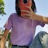 香芋紫色圆领短袖t恤女2022年纯棉宽松短袖白打底(白打底)纯棉上衣夏