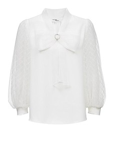 商场moda2023早秋优雅气质，百搭甜美纯色，七分袖雪纺衬衫女