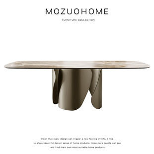 mozuo墨佐意大利餐桌，设计师椭圆形现代简约时尚，意式轻奢大理石桌
