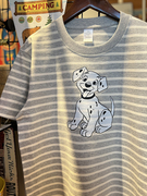 美式复古vintage斑点狗狗趣味，条纹265克纯棉，重磅男女款情侣t恤