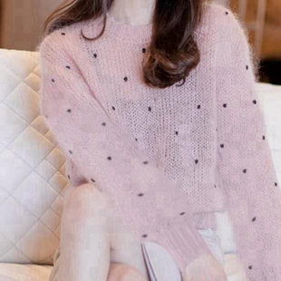 马海毛毛衣女薄款镂空粉色，海马针织衫今年流行外套女2023