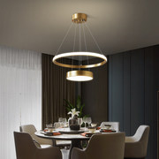 全铜餐厅灯现代简约创意个性轻奢北欧饭厅吧台餐桌灯LED圆环吊灯