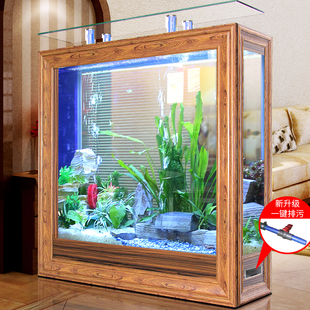 欧式中型水族箱客厅1.2米生态，玻璃屏风大型金鱼缸(金鱼缸)1.5米吧台缸