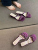 高级感紫色高跟鞋女2024年春季设计小众花朵优雅细跟外穿凉拖