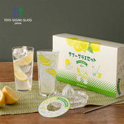 日本进口东洋佐佐木玻璃果汁杯水杯柠檬榨汁器手动水果榨汁盘神器