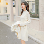 新中式针织连衣裙女秋冬季配大衣内搭打底小个子显瘦高级感毛衣裙