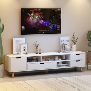 北欧电视柜简约现代卧室电视，机柜茶几组合小户型，客厅实木腿地柜子