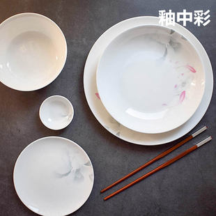 reone骨瓷餐具碗碟套装组合家用釉中彩瓷器，创意中式26头结婚送礼