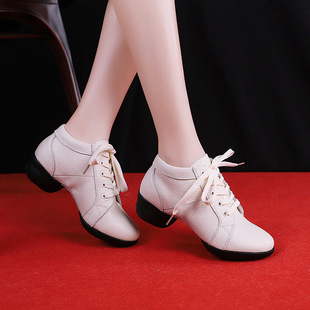 杨丽萍广场舞鞋真皮软底白色跳舞鞋，女水兵舞鞋，四季成人现代舞蹈鞋
