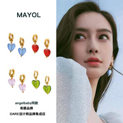 baby白百合同款mayol希腊品牌，爱心水晶耳环，可爱甜美少女饰品首饰