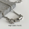 SQUARE FACE自制韩风时髦复古潮流男女生项链钛钢OT扣