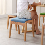 日式北欧实木凳子时尚客厅小椅子，家用高方凳(高方凳，)软面餐桌板凳成人