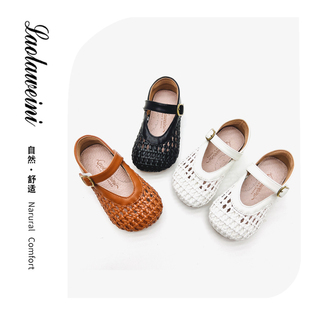 源于广州•劳拉维尼品牌夏季编织镂空半凉鞋，皮鞋公主鞋llwn326