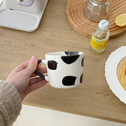 韩式ins风牛奶斑点陶瓷，早餐杯马克杯咖啡杯，杯子早餐杯七点生活