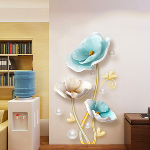 3D立体浪漫花朵墙贴中式现代风装饰贴画客厅卧室玄关布置墙纸自粘