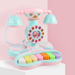 宝宝玩具电话机儿童0-1-3岁男女孩2小孩仿真音乐电话婴幼儿手拍鼓