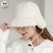2023冬韩国加厚防寒保暖高尔夫球帽女士护耳帽子GOLF