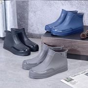 防雨鞋男款时尚休闲水鞋短筒低帮男式雨靴，下雨天穿的胶鞋防滑厚底