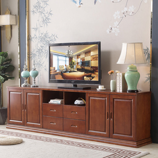 实木电视柜2.4米 2.2米2米1.8米1.6米加高客厅地柜影视柜背景墙柜