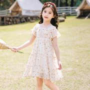 韩国女童纯棉连衣裙夏装2022洋气女孩雪纺裙子儿童短袖公主裙