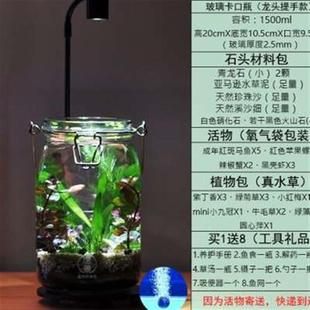 不生态瓶水鱼观赏造景水族玻璃钢自循环小型创意免换水换生态鱼缸