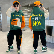 男童春秋套装洋气2022中大童休闲运动男孩加厚卫衣两件套韩版